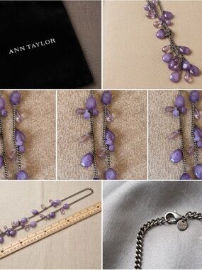 Ann Taylor Lavender and Pale Lilac Beaded Drop Necklace